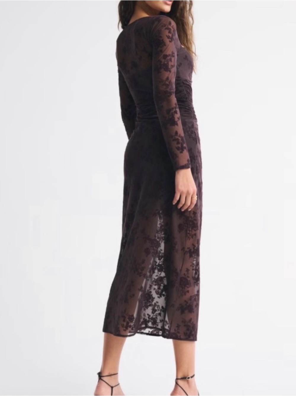 Abercrombie Bra-Free Long-Sleeve Mesh Maxi Dress - Picture 2 of 7